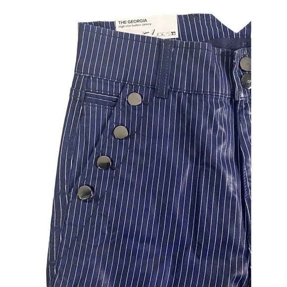 Joe's Womens The Georgia High Rise Coated Blue Pinstripe Ankle Skinny Jeans 26 - Picture 3 of 9